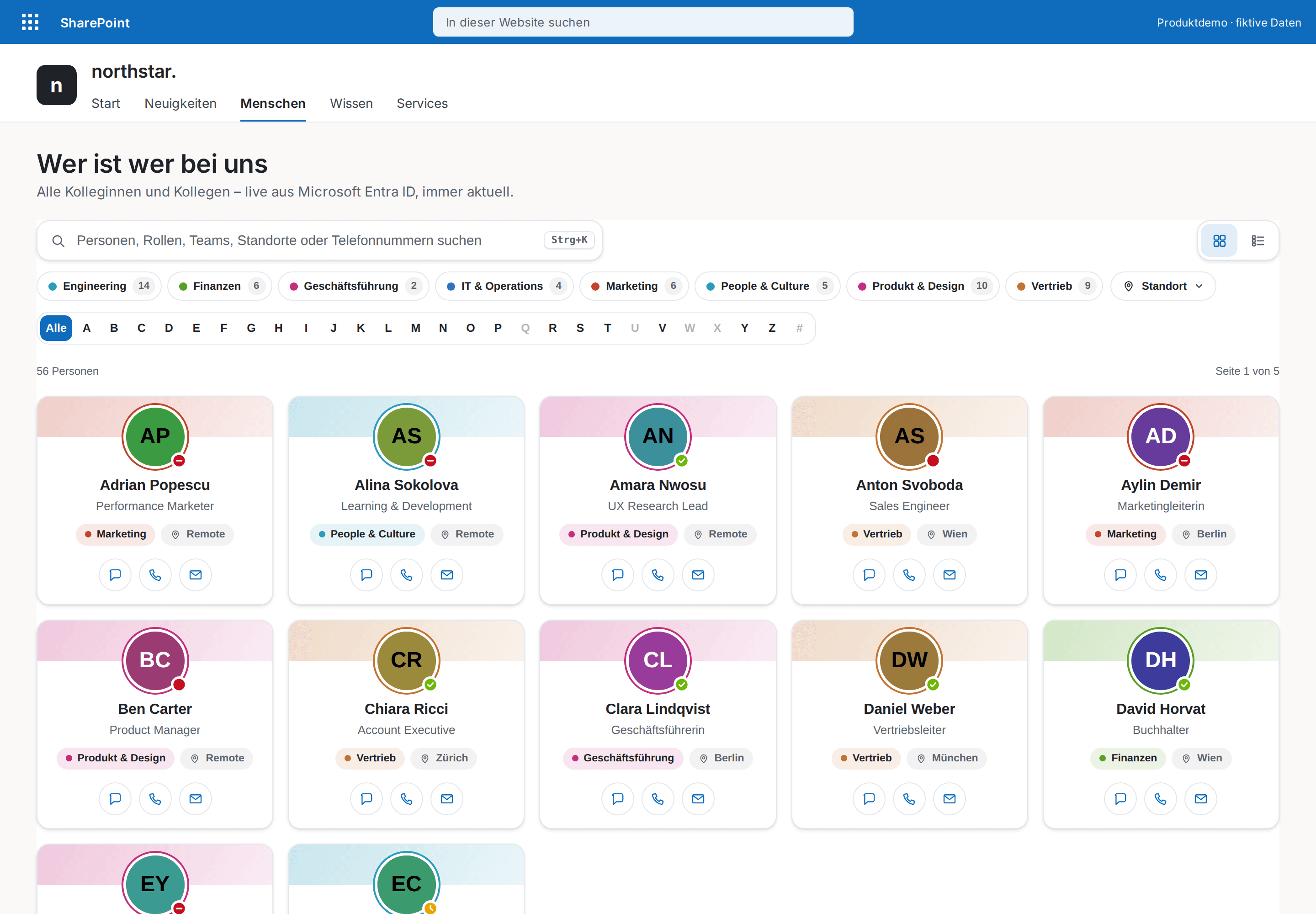 Employee Directory Plus — SharePoint web part, Light SharePoint theme
